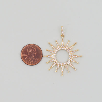 Gold Sun Charms,18K Gold Filled Round  Pendant,Celestial Charm Bracelet Necklace for DIY Jewelry Making Supply
