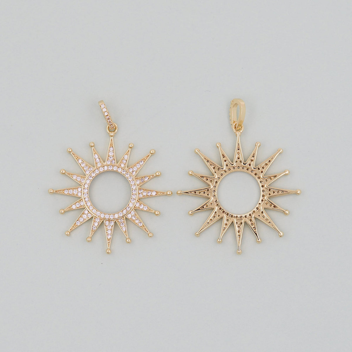 Gold Sun Charms,18K Gold Filled Round  Pendant,Celestial Charm Bracelet Necklace for DIY Jewelry Making Supply
