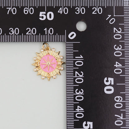 Gold compass Charms,18K Gold Filled Star  Pendant,Celestial Charm Bracelet Necklace for DIY Jewelry Making Supply