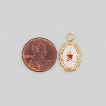 Gold Oval Star Charms,18K Gold Filled Star Pendant,Silver Star Charm Bracelet Necklace for DIY Jewelry Making Supply