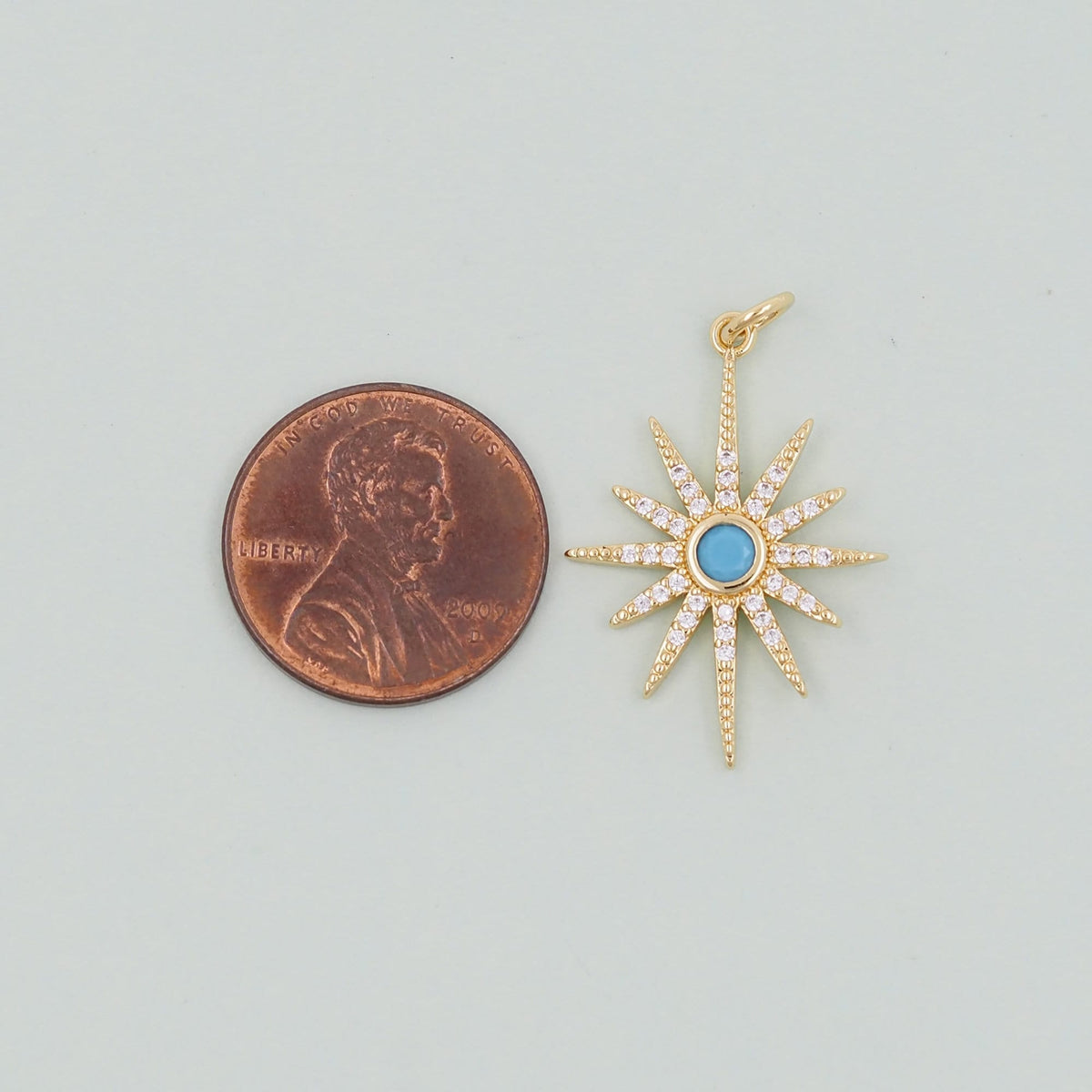 Gold Star Charms,18K Gold Filled Starburst Pendant,North Star Charm Bracelet Necklace for DIY Jewelry Making Supply