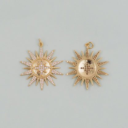 Gold Sun Charms,18K Gold Filled Star  Pendant,Celestial Charm Bracelet Necklace for DIY Jewelry Making Supply