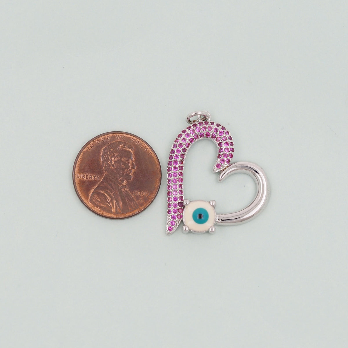Gold Heart Charms,18K Gold Filled Heart Pendant,Heart Evil eye Charm Bracelet Necklace for DIY Jewelry Making Supply