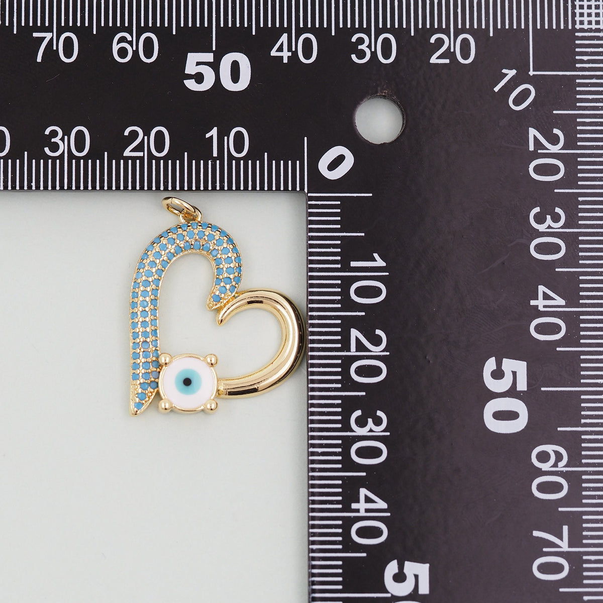 Gold Heart Charms,18K Gold Filled Heart Pendant,Heart Evil eye Charm Bracelet Necklace for DIY Jewelry Making Supply
