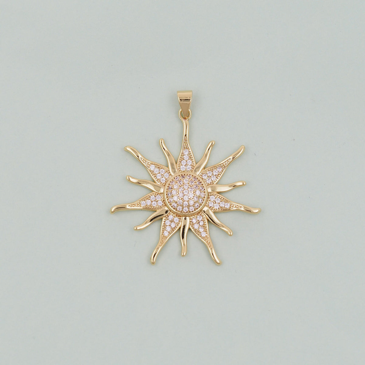 Gold Sun Charms,18K Gold Filled Sun Pendant,Celestial Charm Bracelet Necklace for DIY Jewelry Making Supply