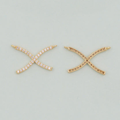 Gold geometry Charms,18K Gold Filled X Pendant,Cross Charm Bracelet Necklace for DIY Jewelry Making Supply