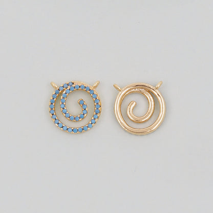 Gold Round Swirl Charms,18K Gold Filled swirl Pendant,Silver swirl Charm Bracelet Necklace for DIY Jewelry Making Supply