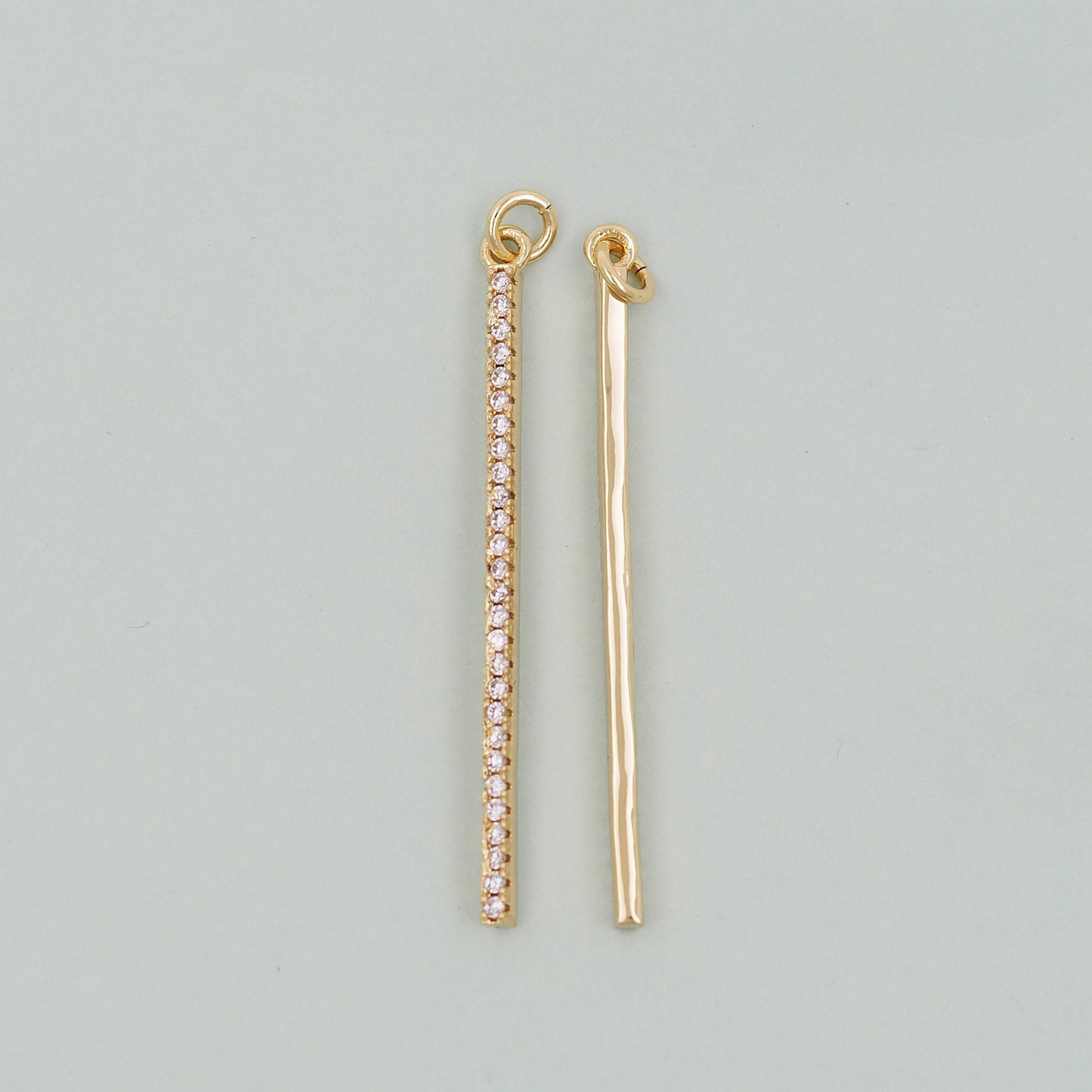 Gold Strip Charms,18K Gold Filled Bar Pendant,Geometry Silver Bar Charm Bracelet Necklace for DIY Jewelry Making Supply