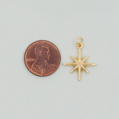 Gold Star Charms,18K Gold Filled Starburst Pendant,North Star Charm Bracelet Necklace for DIY Jewelry Making Supply