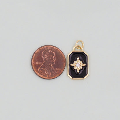 Gold Enamel Star Charms,18K Gold Filled Starburst Pendant,North Star Charm Bracelet Necklace for DIY Jewelry Making Supply