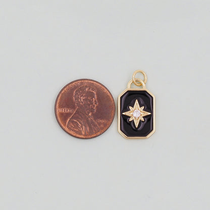 18K Gold Filled Enamel North Star Charm Pendant for Jewelry Making