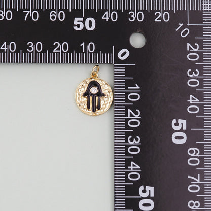 18K Gold Filled Hamsa CZ Charm Pendant for Jewelry Making