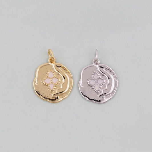 Gold geometry Charm,18K Gold Filled enamel Geometric Pendant Charm Bracelet Necklace for DIY Jewelry Making Supply