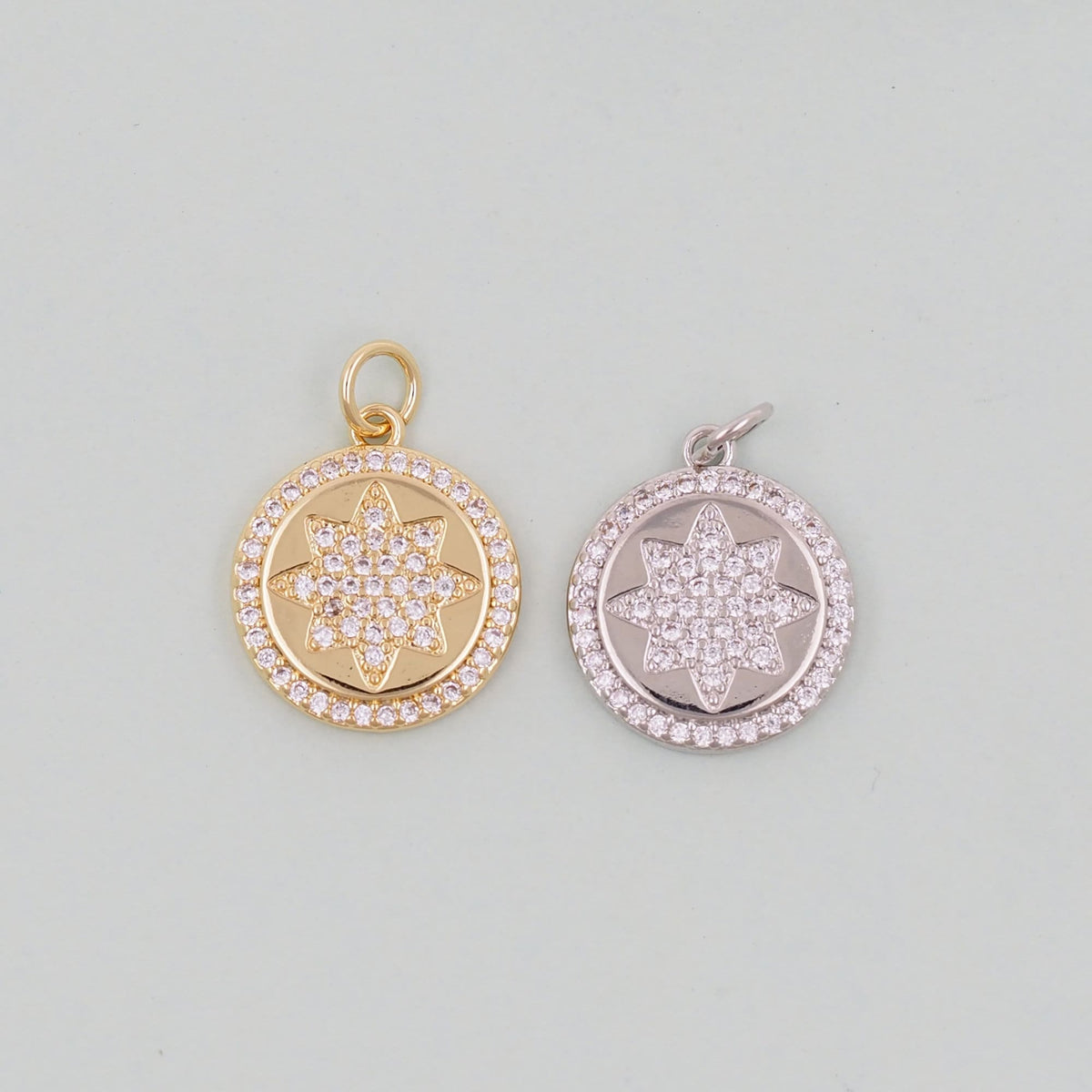 Gold Star Charms,18K Gold Filled Starburst Pendant,North Star Charm Bracelet Necklace for DIY Jewelry Making Supply