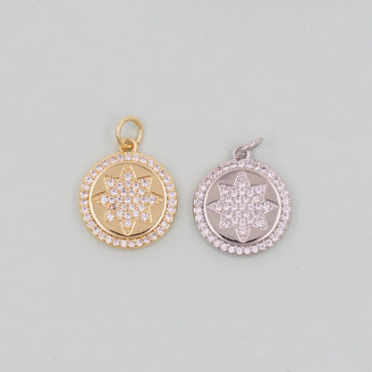 Gold Star Charms,18K Gold Filled Starburst Pendant,North Star Charm Bracelet Necklace for DIY Jewelry Making Supply
