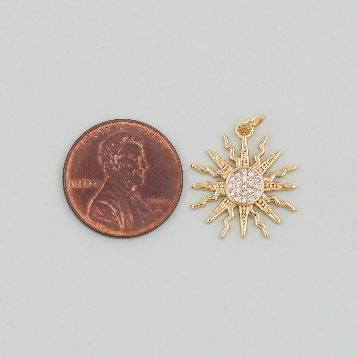 18K Gold Filled Sun Charm Pendant for Jewelry Making