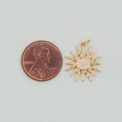 18K Gold Filled Sun Charm Pendant for Jewelry Making