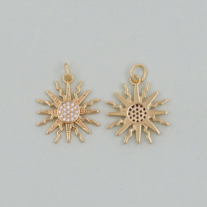 18K Gold Filled Sun Charm Pendant for Jewelry Making
