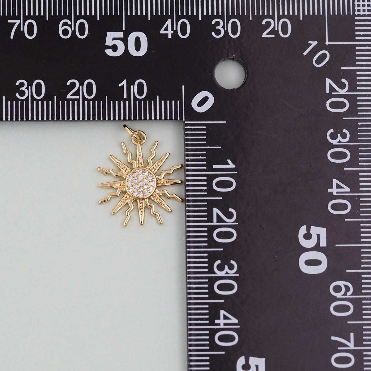 18K Gold Filled Sun Charm Pendant for Jewelry Making