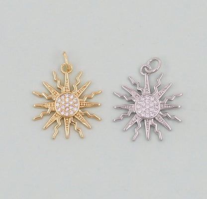18K Gold Filled Sun Charm Pendant for Jewelry Making