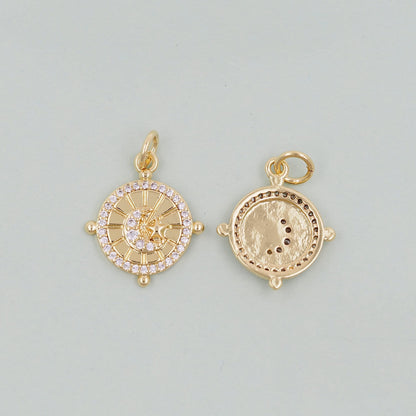 Gold Star Charms,18K Gold Filled Moon Pendant,Star Charm Bracelet Necklace for DIY Jewelry Making Supply