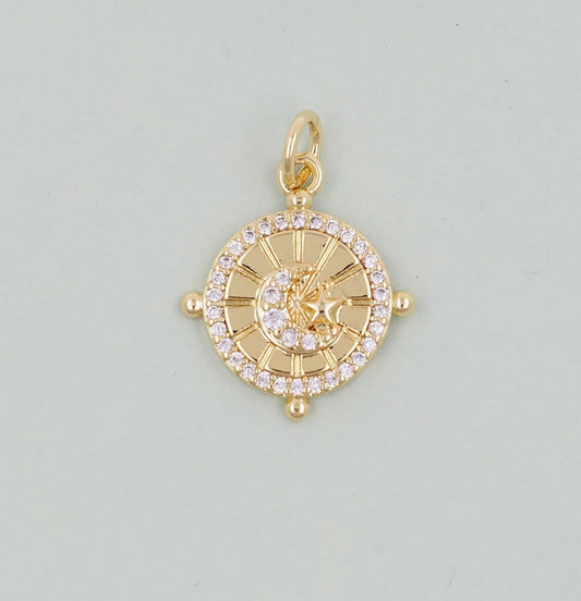 Gold Star Charms,18K Gold Filled Moon Pendant,Star Charm Bracelet Necklace for DIY Jewelry Making Supply