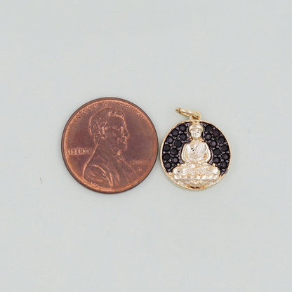 Gold Buddha Charms,18K Gold Filled CZ Buddha Pendant,Buddha Charm Bracelet Necklace for DIY Jewelry Making Supply