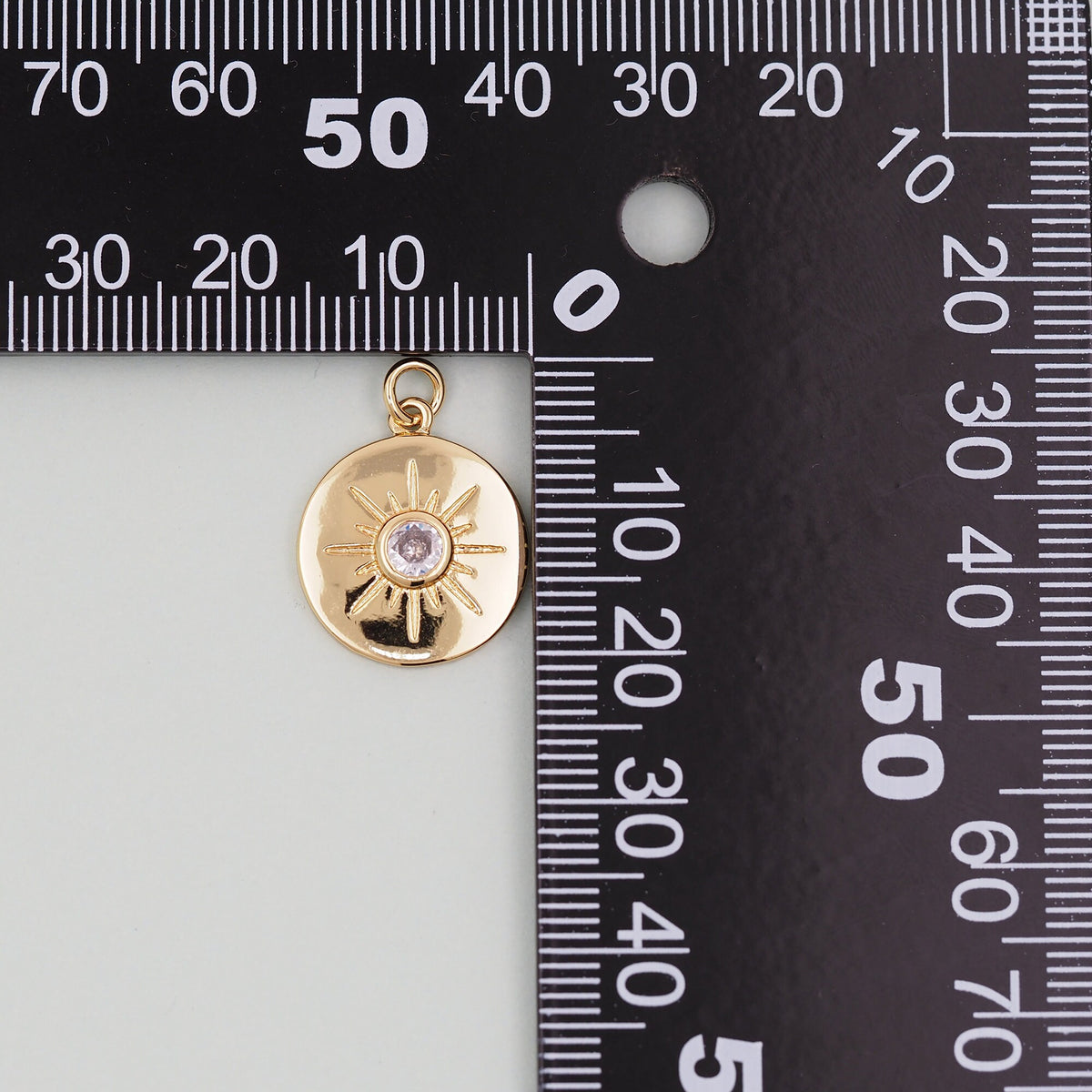 Gold Sun Charms,18K Gold Filled Sun Pendant,Celestial Charm Bracelet Necklace for DIY Jewelry Making Supply