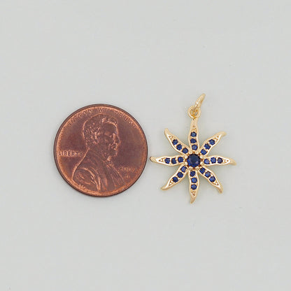 Gold Sun Charms,18K Gold Filled Starburst Pendant,North Star Charm Bracelet Necklace for DIY Jewelry Making Supply