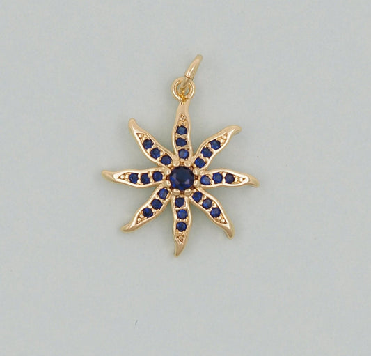 Gold Sun Charms,18K Gold Filled Starburst Pendant,North Star Charm Bracelet Necklace for DIY Jewelry Making Supply