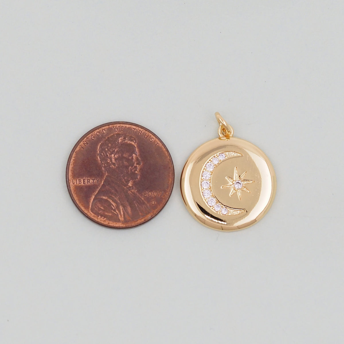 Gold Moon Star Charms,18K Gold Filled CZ Moon Pendant,Celestial Charm Bracelet Necklace for DIY Jewelry Making Supply