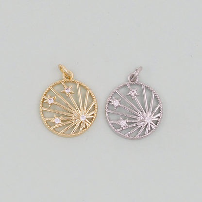 18K Gold Filled Sun Charm Pendant for Jewelry Making