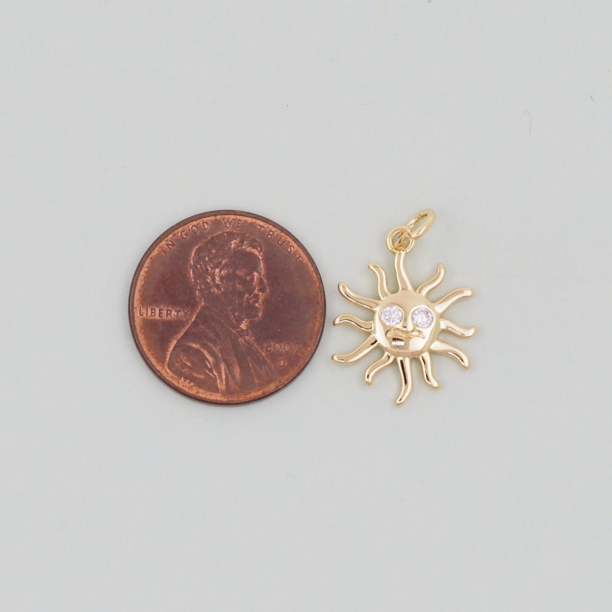 Gold CZ Sun Charms,18K Gold Filled Sun Pendant,Celestial Charm Bracelet Necklace for DIY Jewelry Making Supply