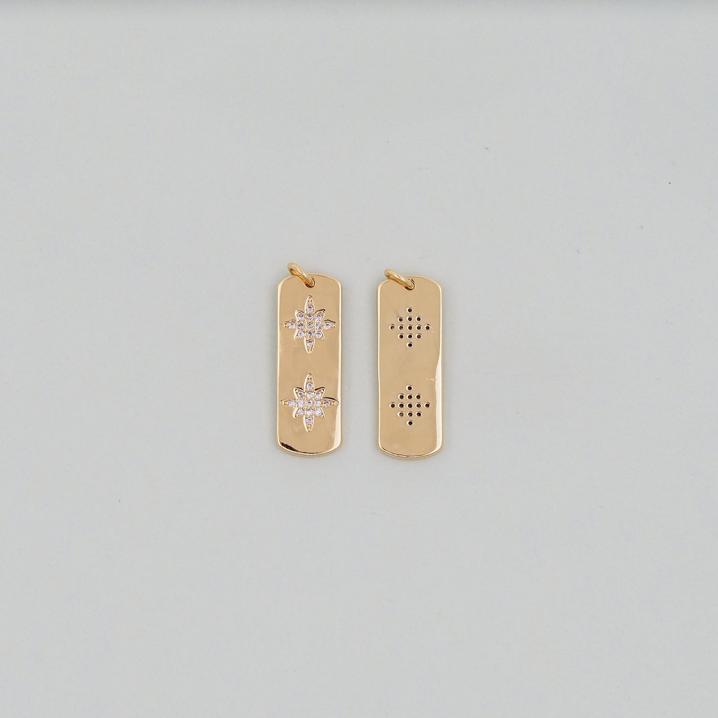 Gold rectangle north star Charms,18K Gold Filled Starburst Pendant,North Star Charm Bracelet Necklace for DIY Jewelry Making Supply