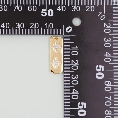 Gold rectangle north star Charms,18K Gold Filled Starburst Pendant,North Star Charm Bracelet Necklace for DIY Jewelry Making Supply