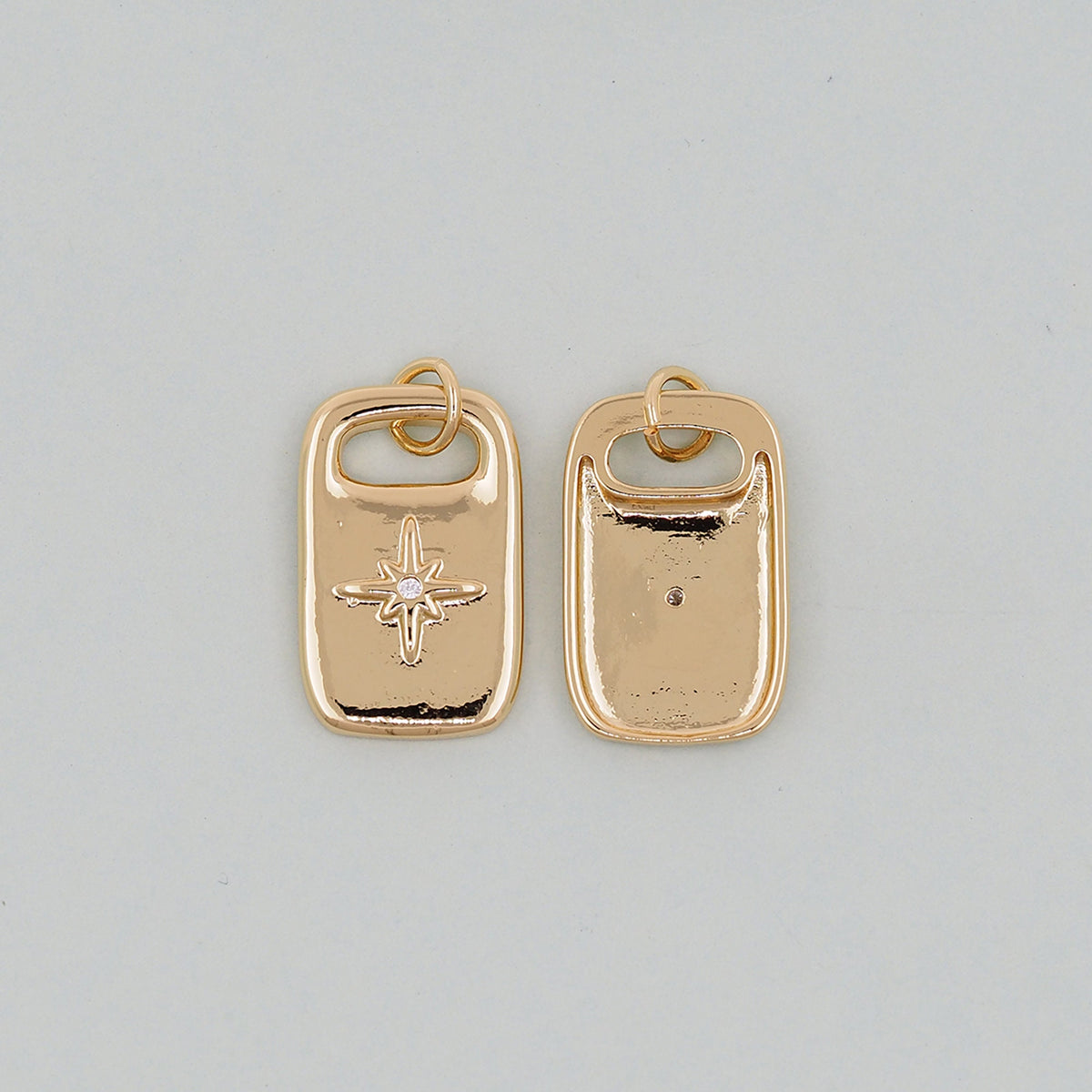 Gold rectangle north star Charms,18K Gold Filled Starburst Pendant,North Star Charm Bracelet Necklace for DIY Jewelry Making 