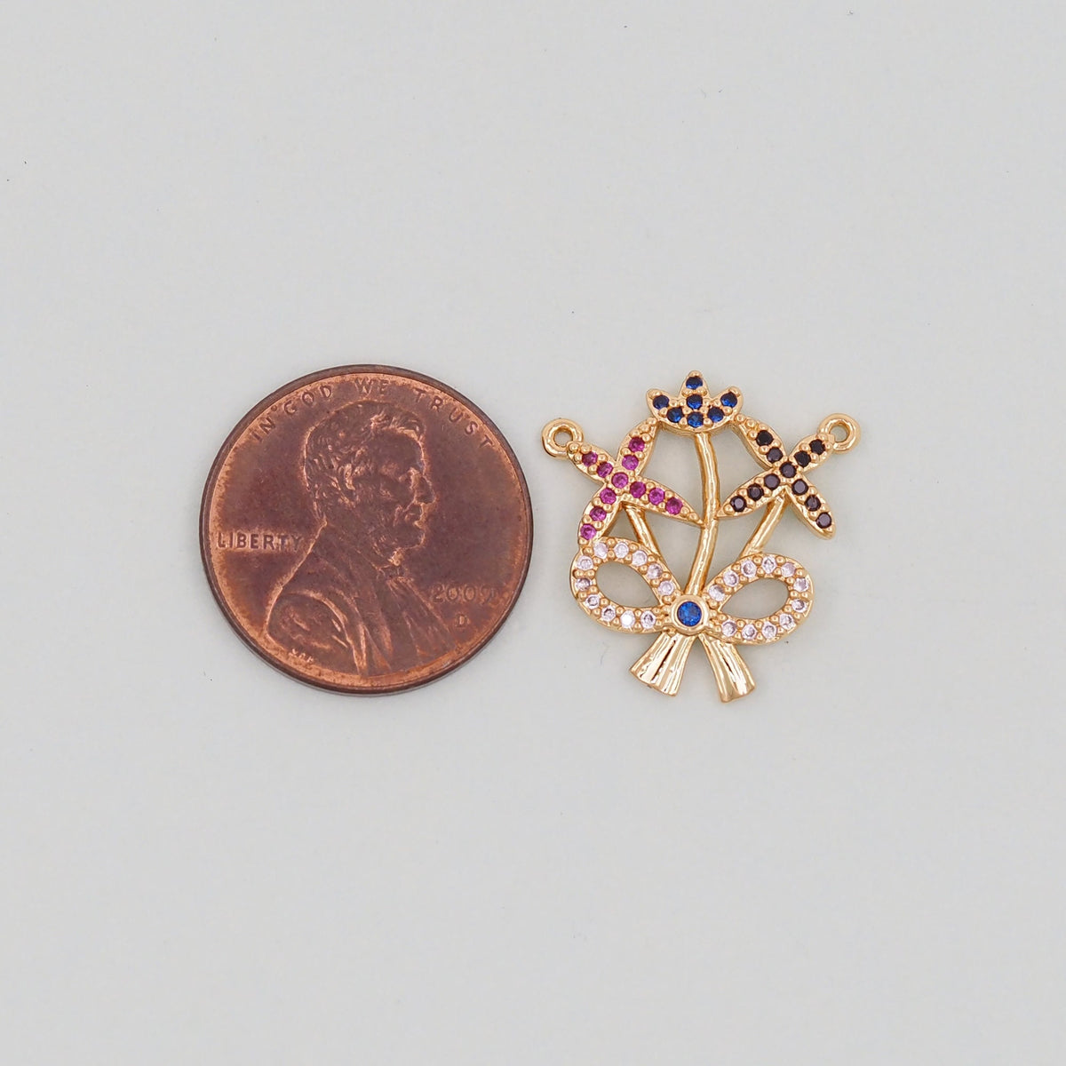 Gold Bow Charms,18K Gold Filled CZ Bow Pendant,Silver bow tie Charm Bracelet Necklace for DIY Jewelry Making Supply