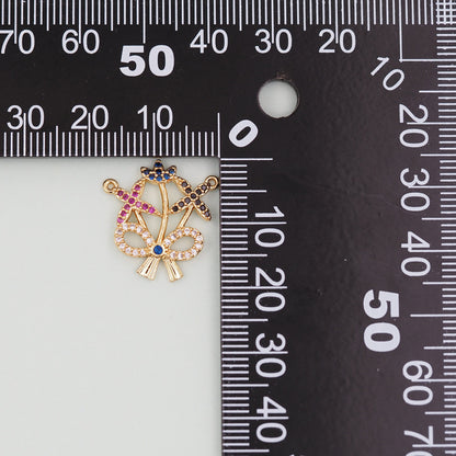 Gold Bow Charms,18K Gold Filled CZ Bow Pendant,Silver bow tie Charm Bracelet Necklace for DIY Jewelry Making Supply