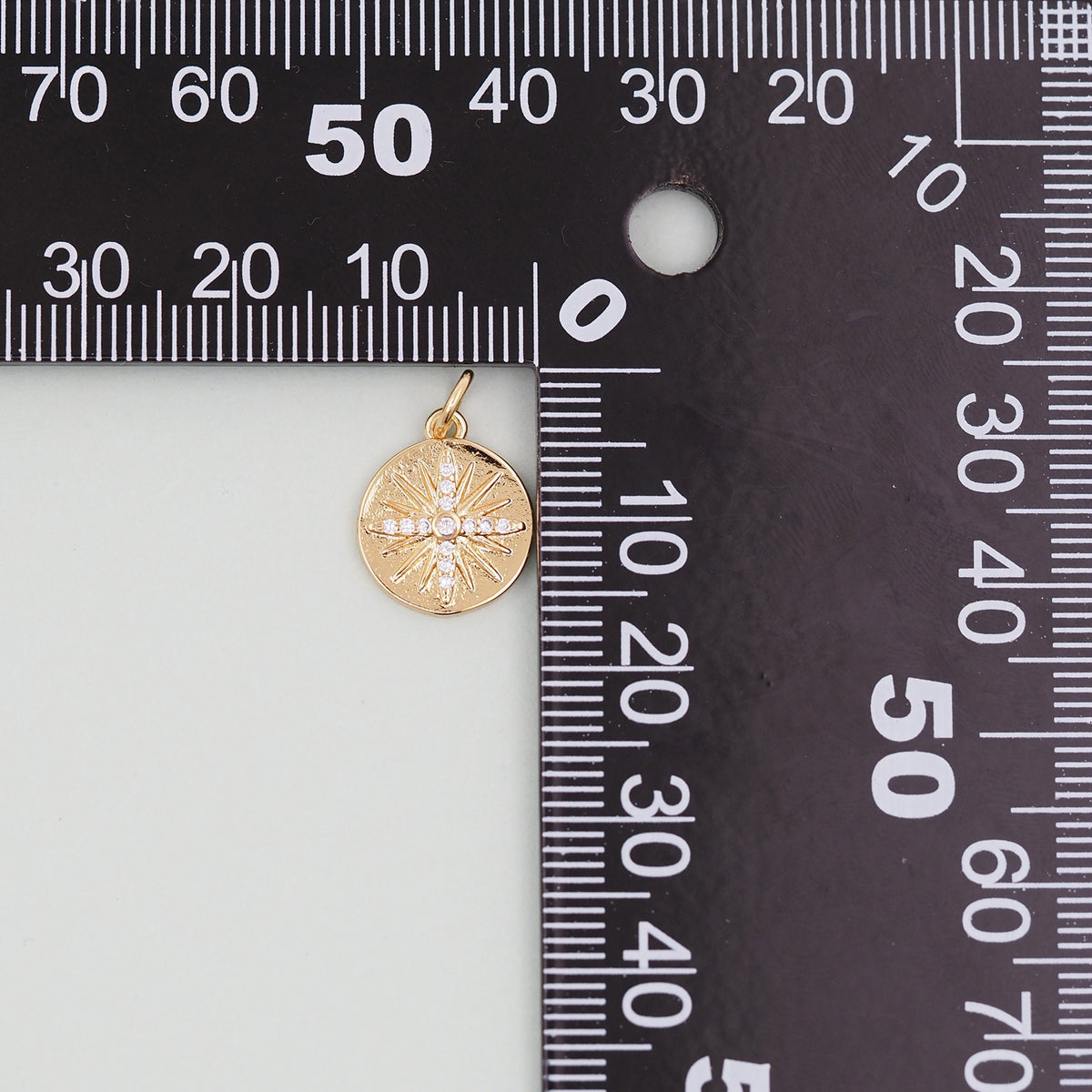 Gold Round north star Charms,18K Gold Filled Starburst Pendant,North Star Charm Bracelet Necklace for DIY Jewelry Making Supp