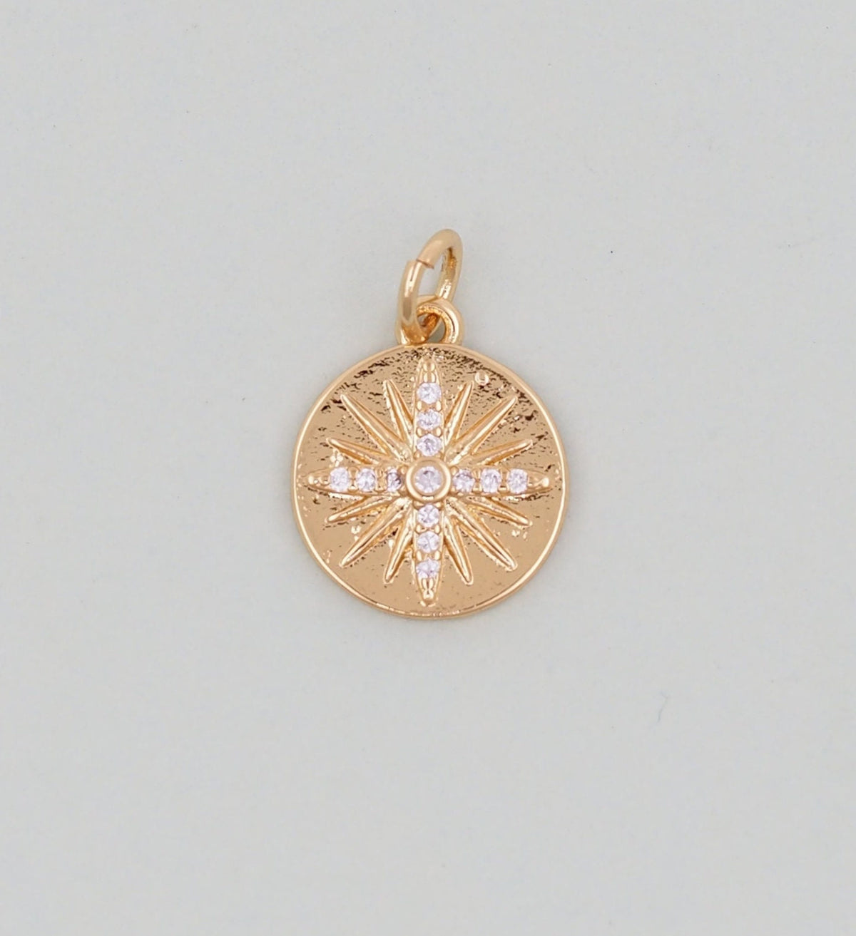 Gold Round north star Charms,18K Gold Filled Starburst Pendant,North Star Charm Bracelet Necklace for DIY Jewelry Making Supp