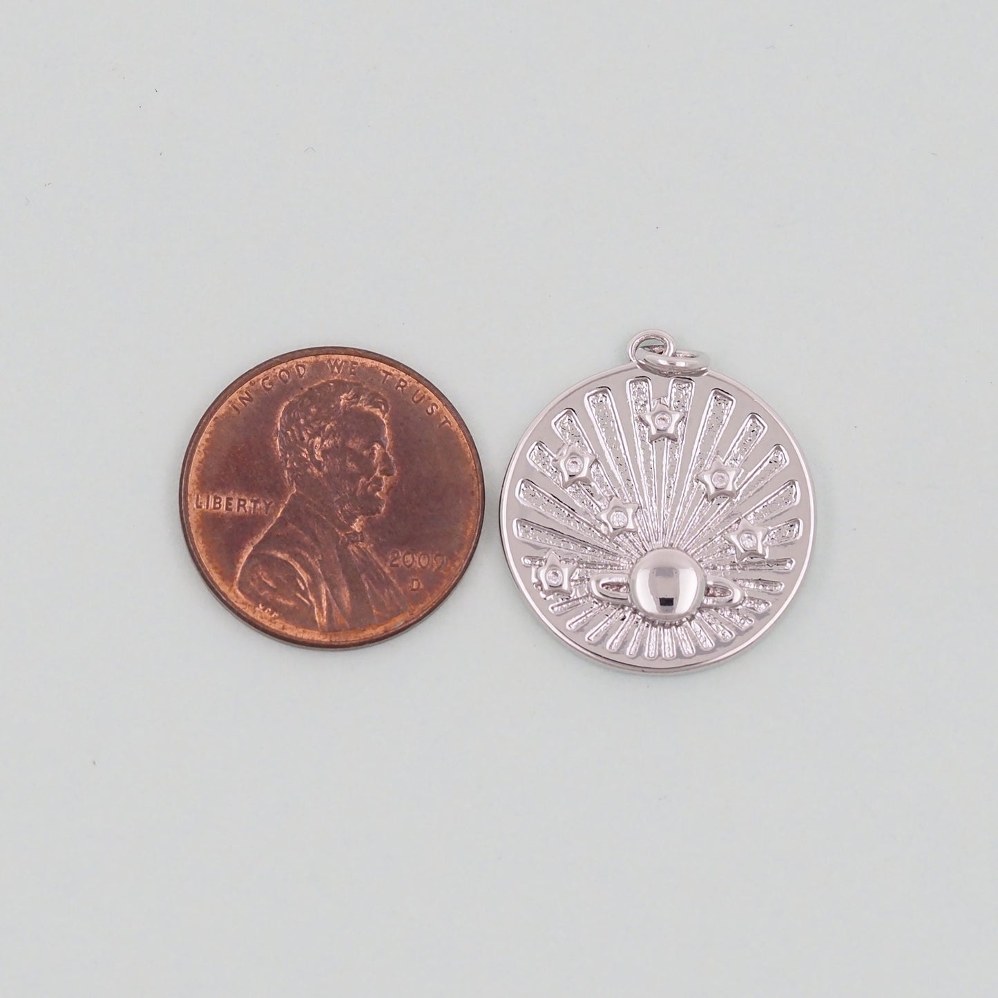 Gold Saturn Charms,18K Gold Filled Round Coin Saturn Pendant,Silver Celestial Charm Bracelet Necklace for DIY Jewelry Making Supply