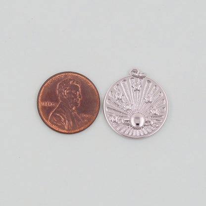 Gold Saturn Charms,18K Gold Filled Round Coin Saturn Pendant,Silver Celestial Charm Bracelet Necklace for DIY Jewelry Making Supply