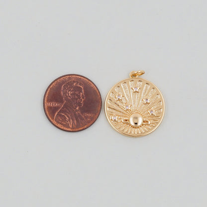 Gold Saturn Charms,18K Gold Filled Round Coin Saturn Pendant,Silver Celestial Charm Bracelet Necklace for DIY Jewelry Making Supply