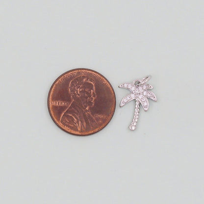 Gold Palm Tree Charms,18K Gold Filled Palm tree Pendant,CZ Micro Pave Silver Palm tree Charm Bracelet Necklace for DIY Jewelr