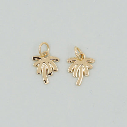 Gold Palm Tree Charms,18K Gold Filled Palm tree Pendant,Silver coconut tree Charm Bracelet Necklace for DIY Jewelry Making Supply