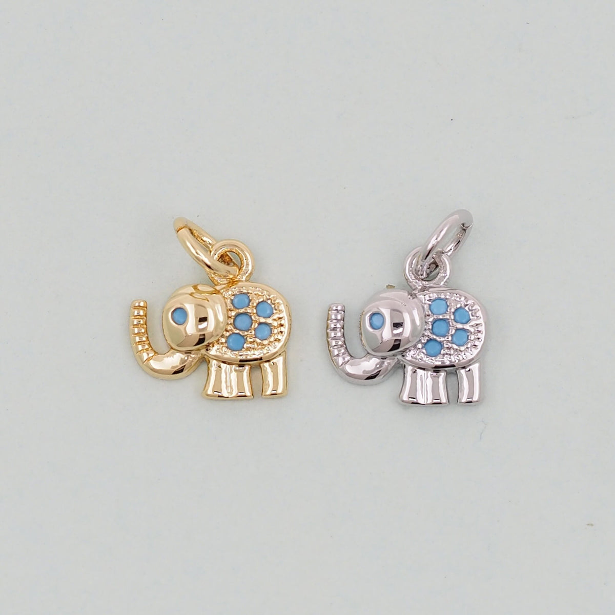 18K Gold Filled Elephant CZ Charm Pendant for Jewelry Making