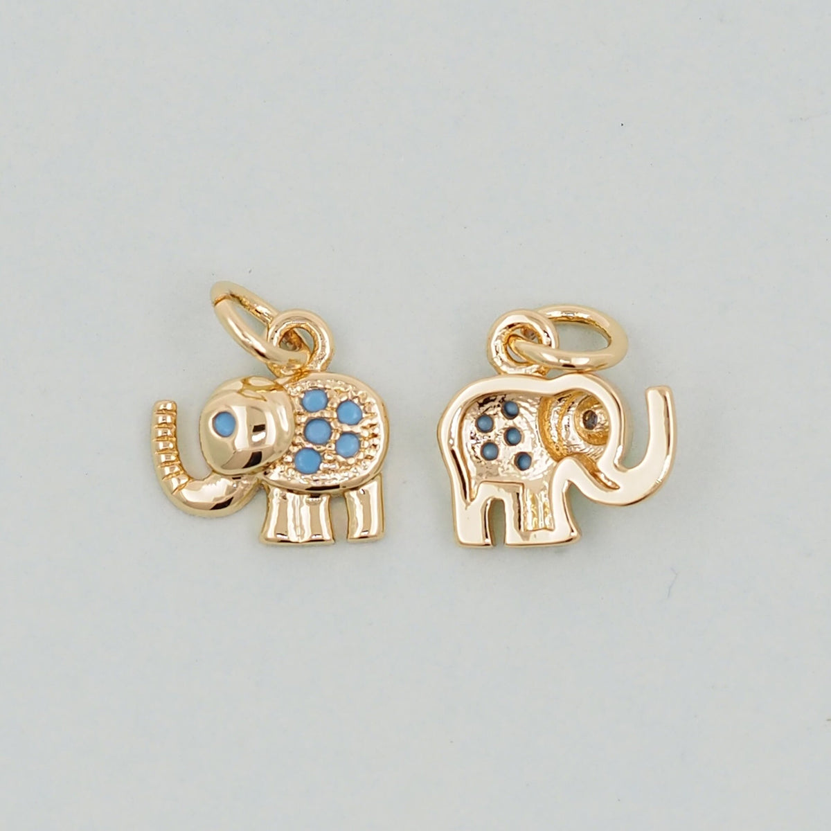 18K Gold Filled Elephant CZ Charm Pendant for Jewelry Making