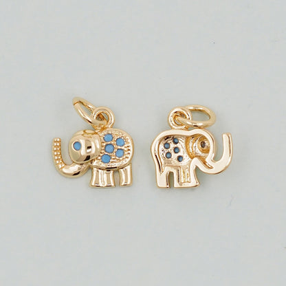 18K Gold Filled Elephant CZ Charm Pendant for Jewelry Making