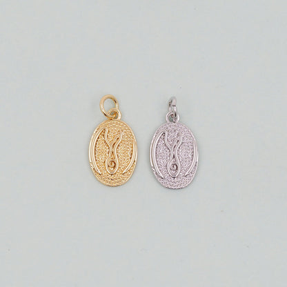 Gold Oval Charms,18K Gold Filled Oval Pendant,Silver geometry Charm Bracelet Necklace for DIY Jewelry Making Supply