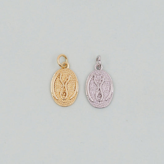 Gold Oval Charms,18K Gold Filled Oval Pendant,Silver geometry Charm Bracelet Necklace for DIY Jewelry Making Supply